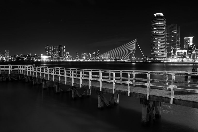 Rotterdam Skyline schwarz und weiß von Steven Dijkshoorn