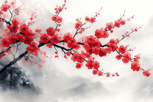 schilderachtige japanse kunst  bloesem