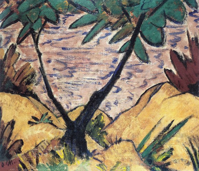 Landschap met een gevorkte boom, Otto Mueller - ca1920 van Atelier Liesjes