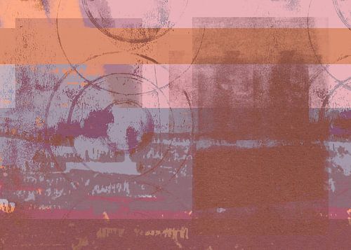 Abstracte vormen in warme pastelkleuren nr. 3. Roze, oranje, bruin.