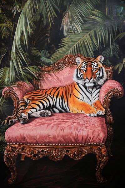 Tiger auf königlichem Sessel von Poster Art Shop