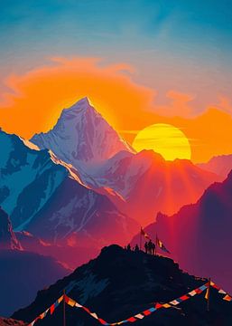 Mount Everest Zonsondergang 1 van MIROKKU