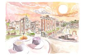 Forum Romanum Morgenkaffee mit Aussicht in Rom von Markus Bleichner