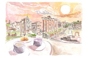 Forum Romanum Morgenkaffee mit Aussicht in Rom von Markus Bleichner
