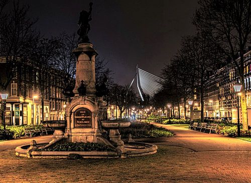 Rotterdam north island night 010 Erasmus bridge