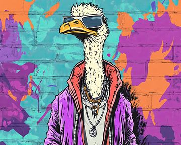 Graffiti Vogel met Kleding van OMG Art