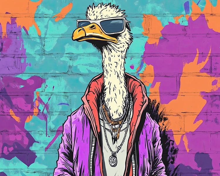 Graffiti Vogel met Kleding van OMG Art