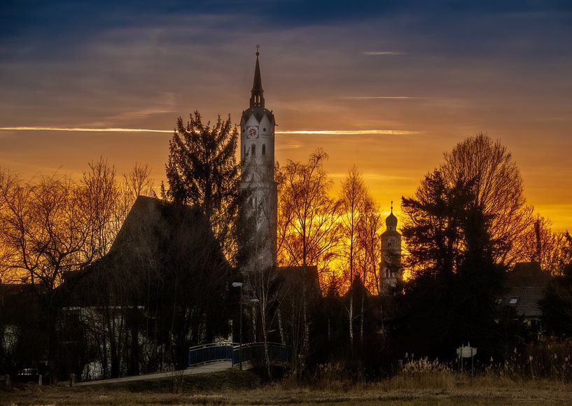 The church of Schrobenhausen at sunset by ManfredFotos