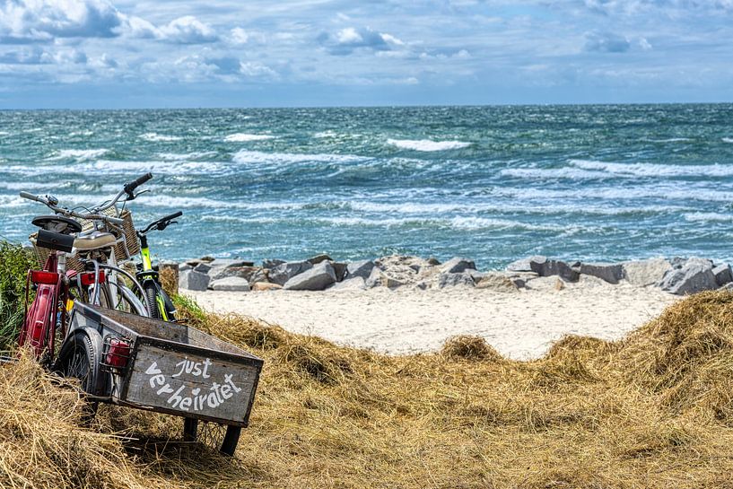 Vélos sur la plage avec vue sur la mer par Alexander Baumann