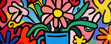 Fleur avec noyau jaune | Fleur et feuilles joyeuses sur La collection ARTEO