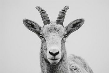 Steenbok in zwart-wit van Poster Art Shop