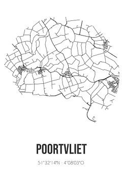 Poortvliet (Zeeland) | Landkaart | Zwart-wit van MijnStadsPoster