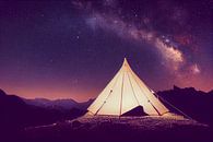 Tent met de Melkweg en bergen bij nacht van Animaflora PicsStock thumbnail
