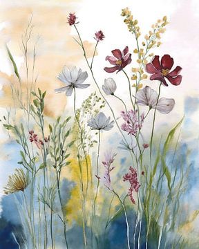 Modern Botanisch schilderij: Wilde bloemen van Studio Pieternel