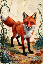 Dromerige vos in natuurlijke omgeving van Art & Soul Creations