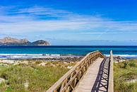 Houten voetgangersbrug over zandduinen op het eiland Mallorca van Alex Winter thumbnail