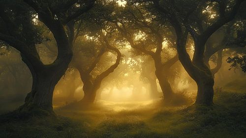 schilderachtig mystiek bos