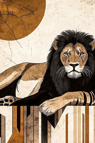 Krachtige leeuw in art deco