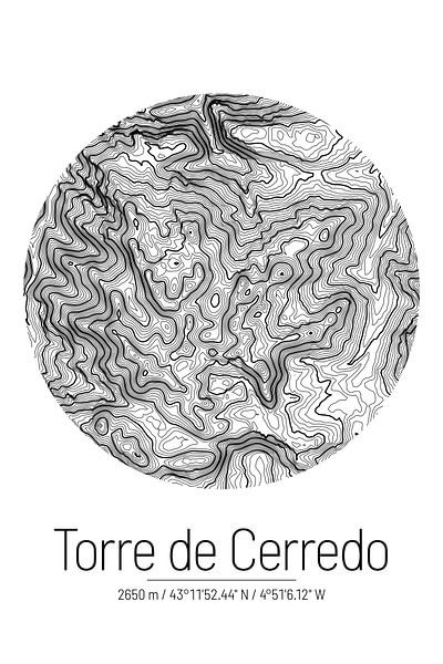 Torre de Cerredo | Topographie de la carte (minimum) par ViaMapia