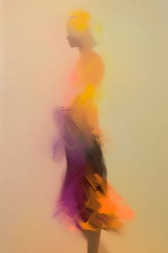 Moderne abstrakte weibliche Silhouette in Pastellfarben und Neon-Akzenten von Lauri Creates