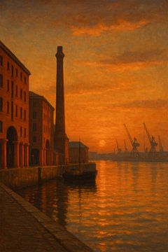 Tranquillité de l'Albert Dock - Liverpool à l'heure d'or