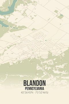 Vintage landkaart van Blandon (Pennsylvania), USA. van MijnStadsPoster