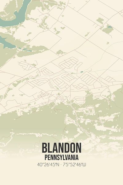 Vintage map of Blandon (Pennsylvania), USA. by Prints of Place