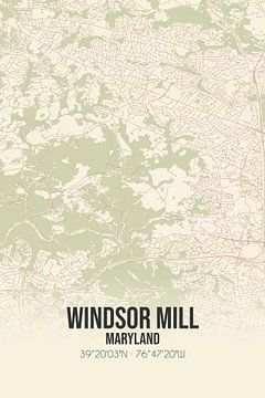 Vintage landkaart van Windsor Mill (Maryland), USA. van MijnStadsPoster