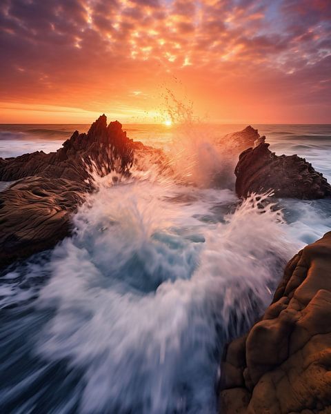 Zonsondergang aan zee van fernlichtsicht