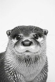 Otter in Schwarz-Weiß von Poster Art Shop