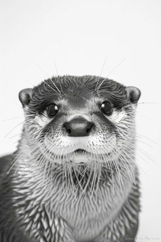 Loutre en noir et blanc
