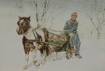 Bauernjunge mit seinem Shetlandpony von Wim Romijn