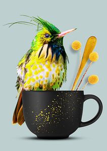 Hummingbird on a cup