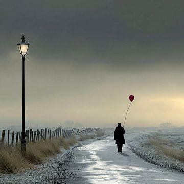 Le ballon rouge solitaire