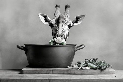 Giraffe kocht Gemüse von Poster Art Shop