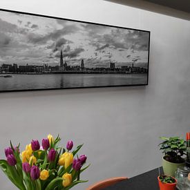 Customer photo: Antwerp Skyline monochrome by Maarten Visser, on canvas