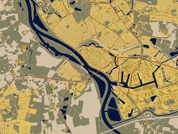Kaart van Deventer in de stijl van Gustav Klimt van Maporia