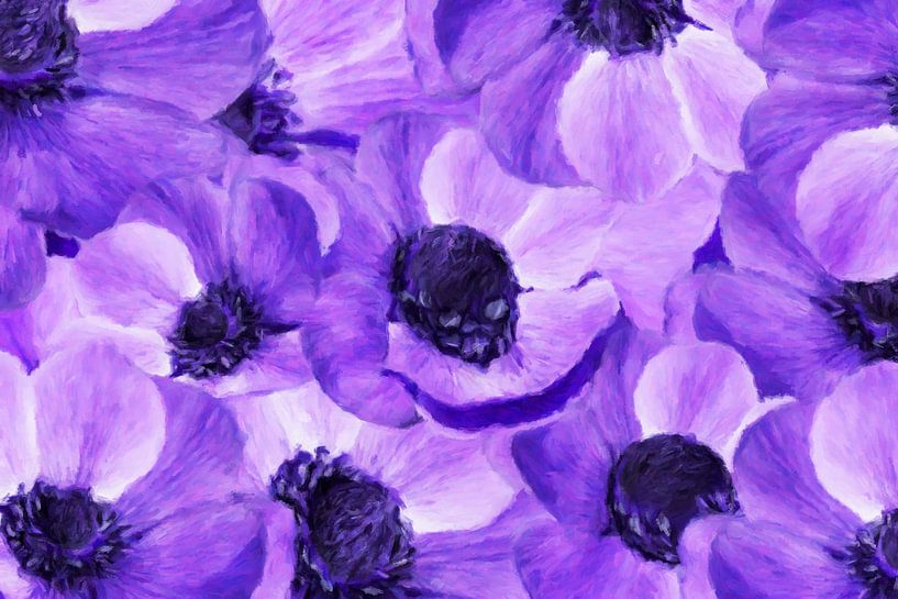 Anemone paars, abstract van Marion Tenbergen