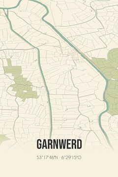 Vintage landkaart van Garnwerd (Groningen) van Rezona