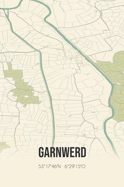 Vintage map of Garnwerd (Groningen) by Prints of Place
