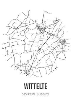 Wittelte (Drenthe) | Carte | Noir et Blanc sur Rezona