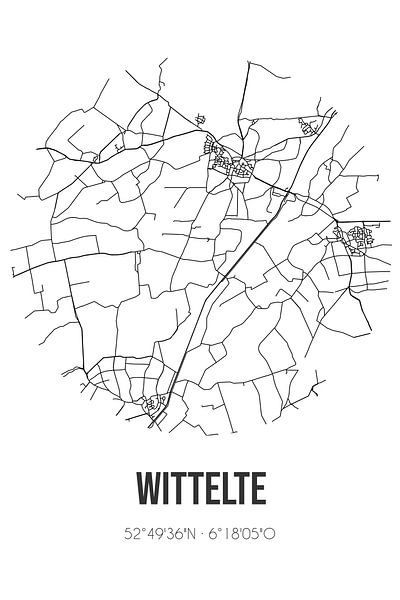 Wittelte (Drenthe) | Map | Black and White by Prints of Place