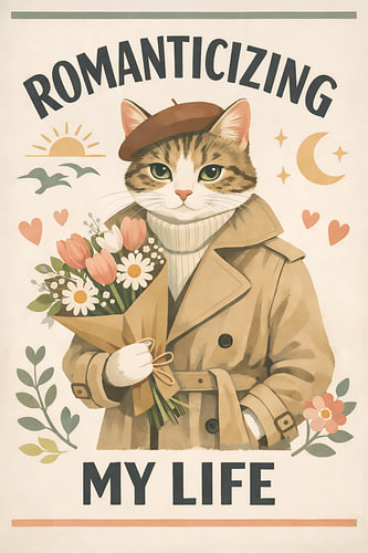 Romantische kat met bloemen