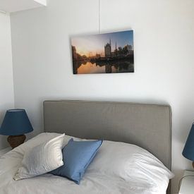 Customer photo: Old Harbour with sunrise (panorama) by Prachtig Rotterdam, on canvas