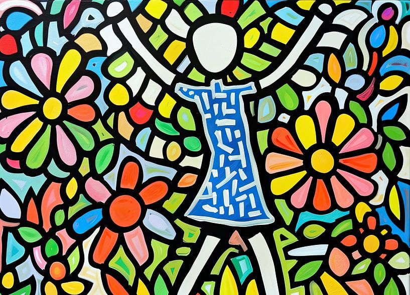 Malerei Bunte Abstrakt | Floral Umarmung von ARTEO Gemälde