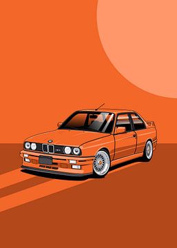 Art Car BMW E30 M3 orange sur D.Crativeart