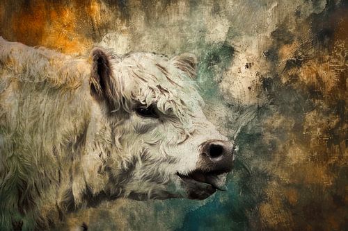 Wo Stille auf Stärke trifft – Golden Galloway Cow von Saranda Foto Art