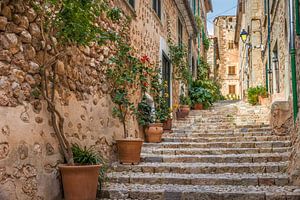 Altstadtgasse im Dorf Fornalutx, Mallorca