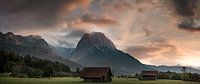 The Zugspitze at a beautiful sunset