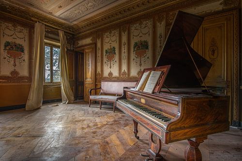 Muzikaal hoekje in verlaten chateau